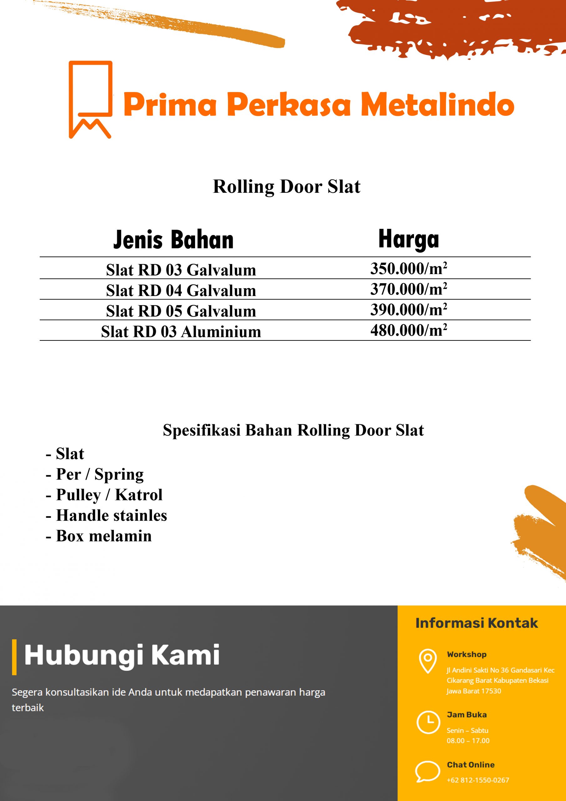 Rolling door Slat
